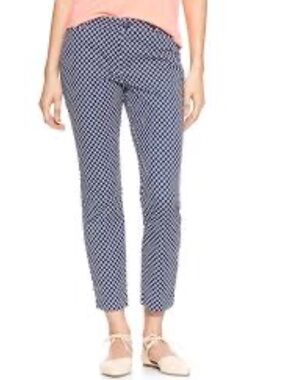 Navy and White Geometric Slim City Khaki Cropped Pants - Like New